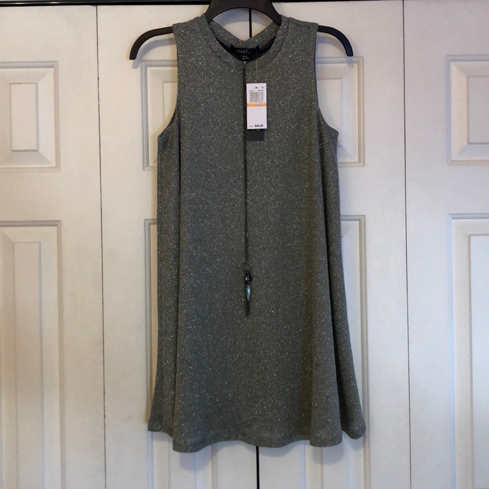 NWT Silver party dress size s with necklace